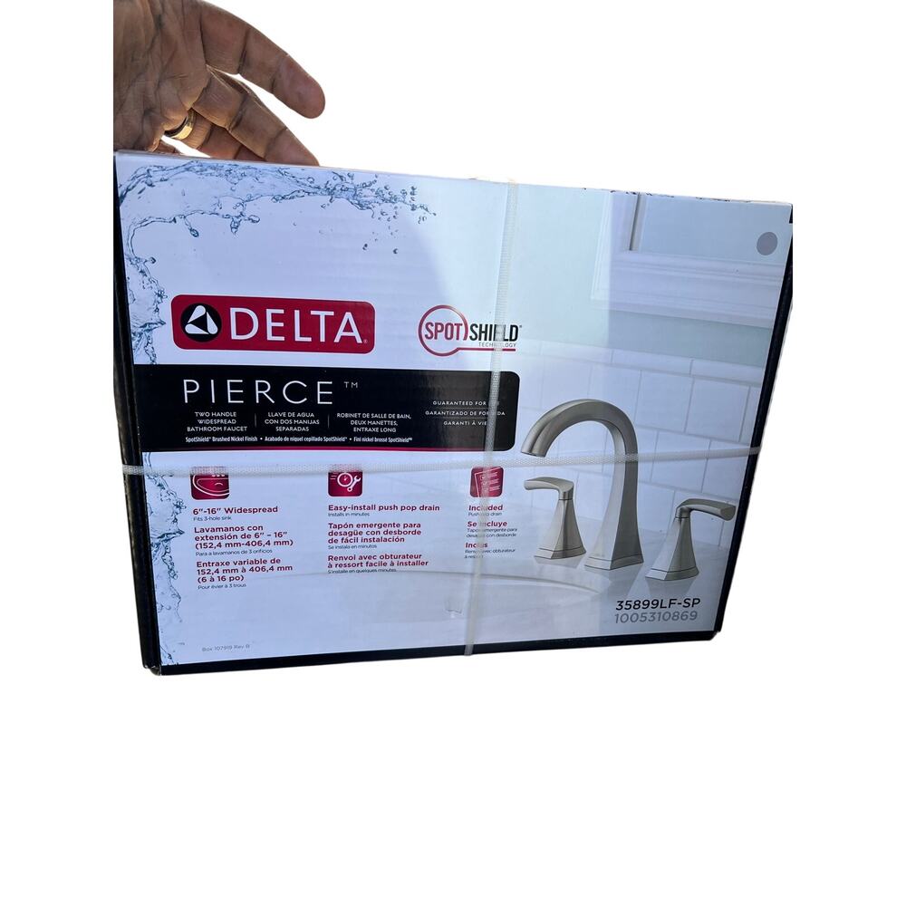 Delta Pierce Widespread Bathroom Faucet 35899LF-SP SpotShield Brushed Nickel NEW